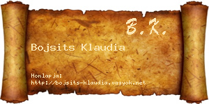 Bojsits Klaudia névjegykártya